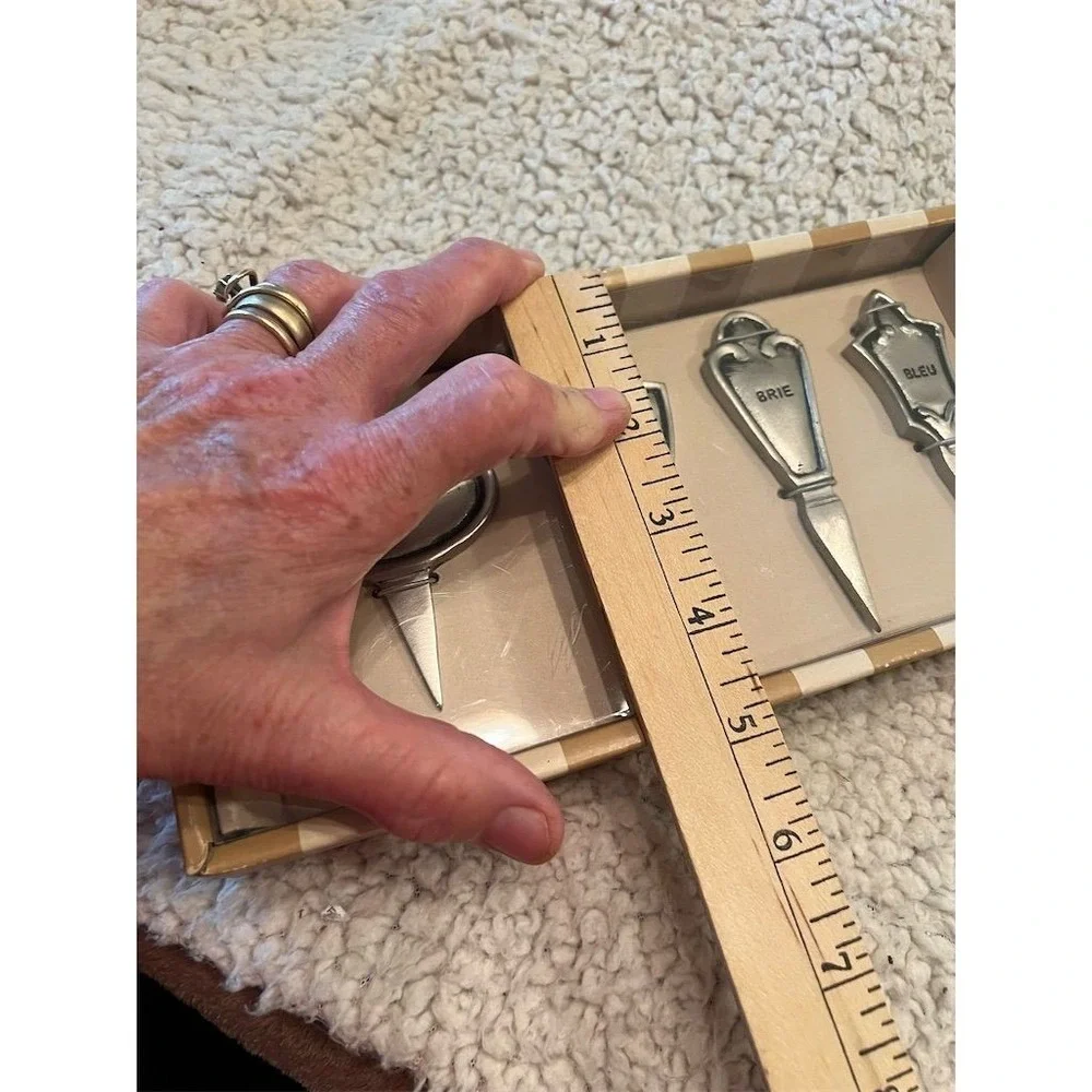 Pottery Barn Bombay Cheese Markers Set of 4 Silver Utensils Included Charcuterie